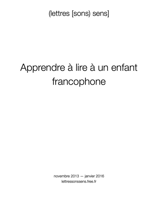 Apprendre à lire à un enfant francophone