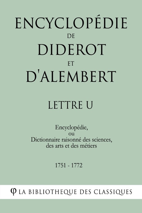 Encyclopédie de Diderot et d'Alembert - Lettre U