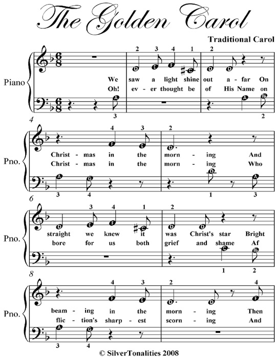 Golden Carol Beginner Piano Sheet Music
