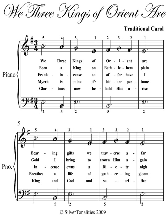 We Three Kings of Orient Are Easiest Piano Sheet Music