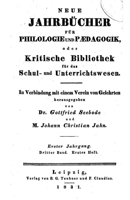 Neue Jahrbucher fur Philologie und Paedagogik