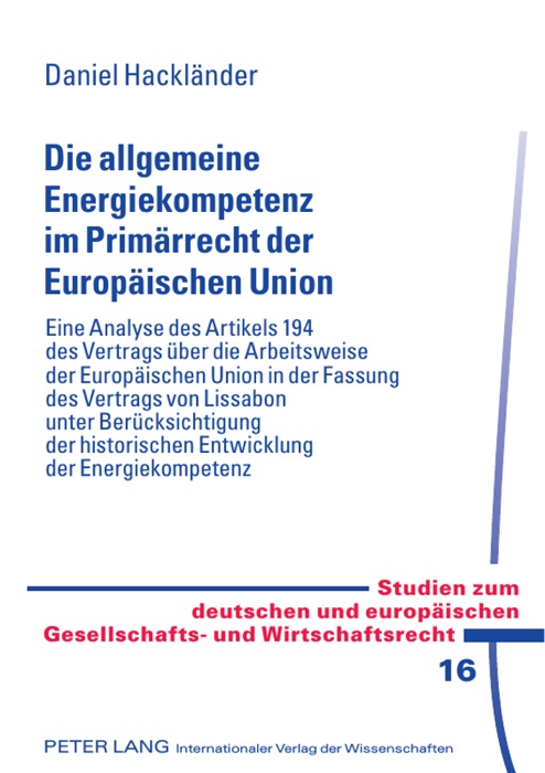 Die allgemeine Energiekompetenz im Primärrecht der Europäischen Union