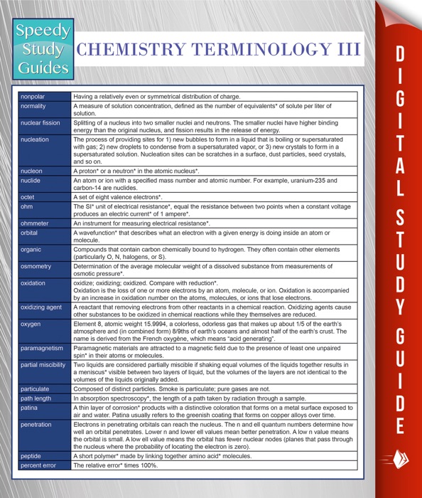 Chemistry Terminology III (Speedy Study Guides)