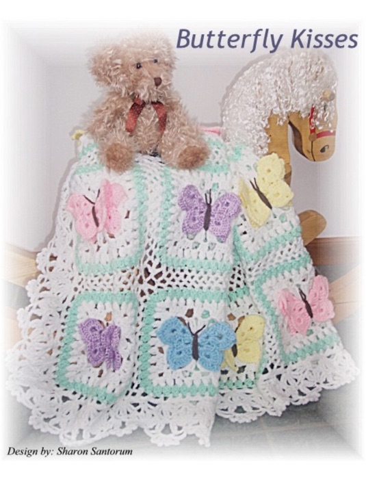 Butterfly Kisses Baby Afghan Crochet Pattern