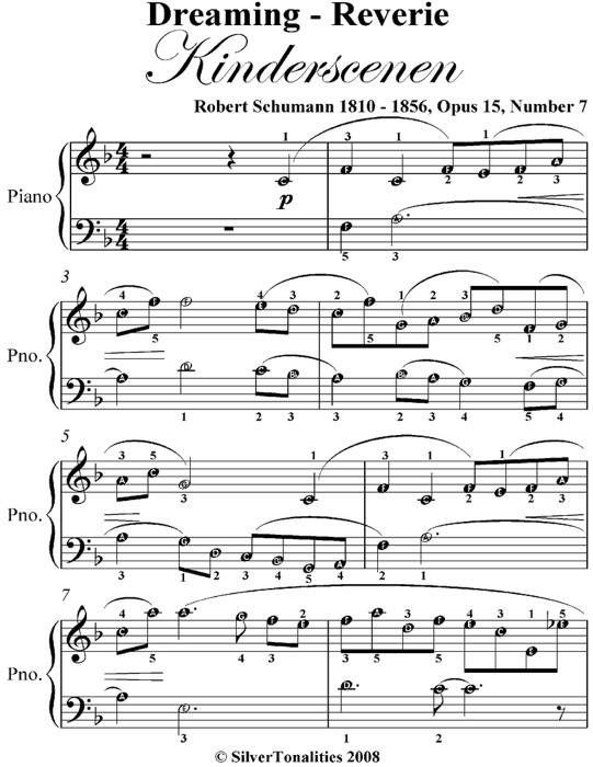 Dreaming Reverie Kinderscenen Easy Piano Sheet Music