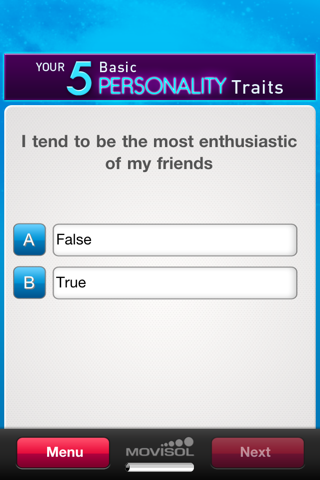 Your five basic personality traits screenshot 2