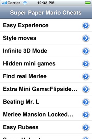 Cheats for Super Paper Mario - FREE