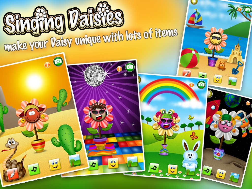 Singing Daisies - a dress up & make up games for kids screenshot 2