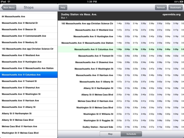 OpenMBTA for iPad