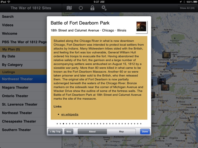 The War of 1812: Guide to Historic Sites for iPad