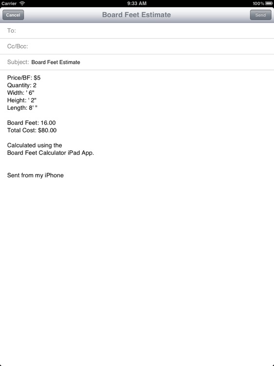 Board Feet Calculator for iPad