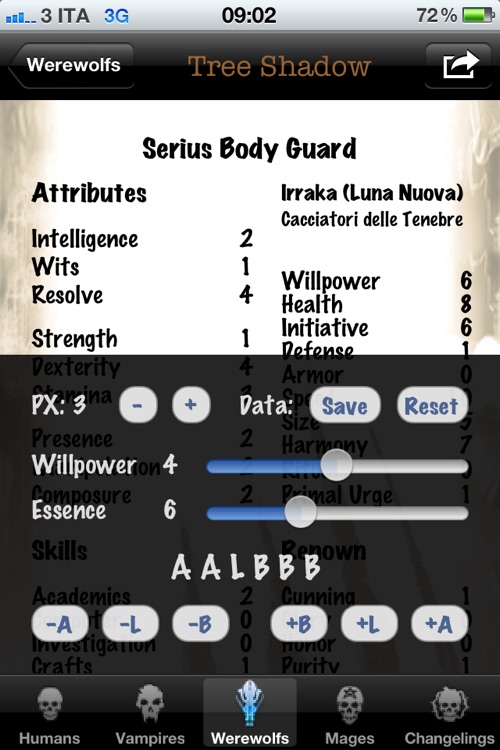 WOD Character Sheets Database LITE screenshot-3