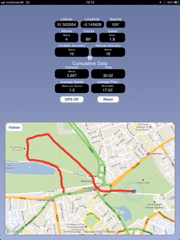 Cycling GPS screenshot