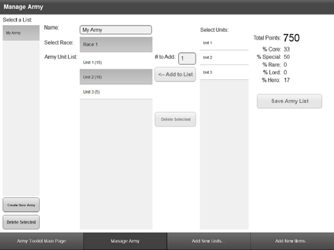 Tabletop Army Manager screenshot 2