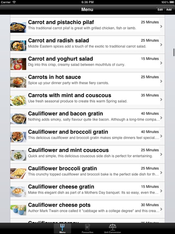Side Dish Recipes Designed for iPad