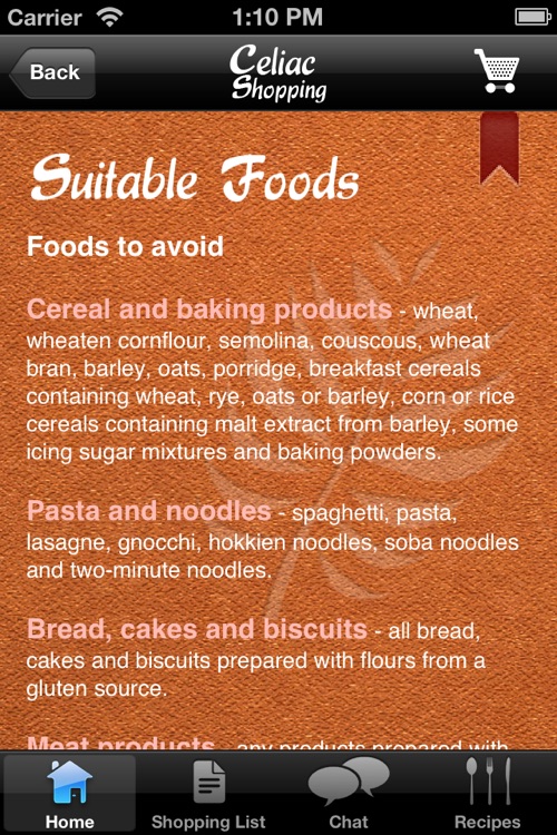 Celiac Shopping List & Gluten Free Recipes