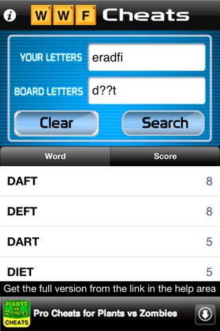 Words Cheats Free - Cheater & Solver for Words with Friends Lite screenshot 2