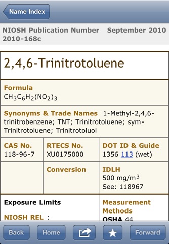 NIOSH Chemical Hazards screenshot 4