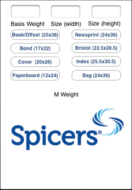 Spicers Basis Weight to MWeight Paper Calculator by Manfred Breede