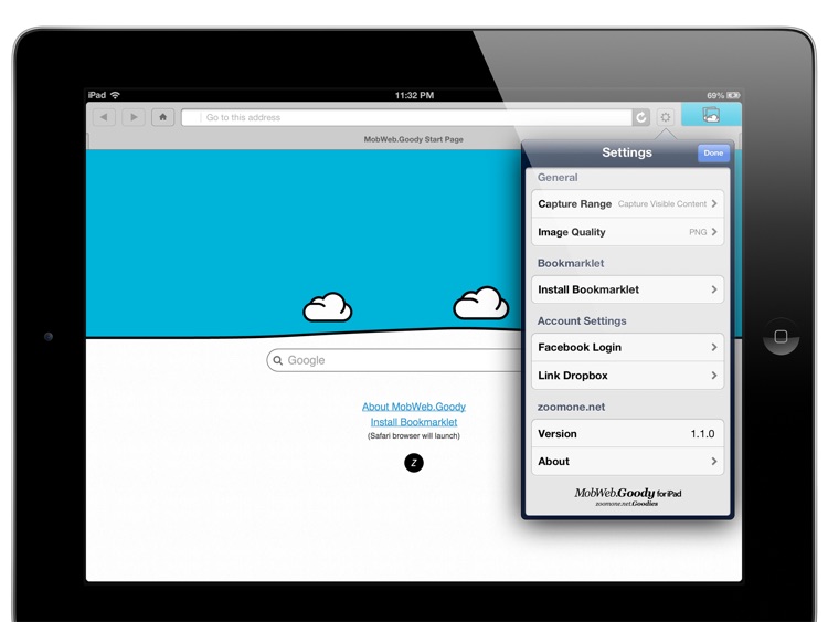 Full Screen Capture - MobWeb.Goody for iPad