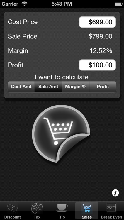 Percentages 5 in 1: Tax, Tip, Discount, Margin and Break Even Point Calculator screenshot-3