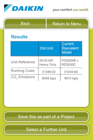Daikin UK R22 Replacement Savings Calculator screenshot 3