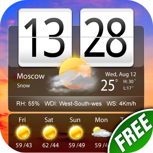 Free Live Weather Clock Pro Icon