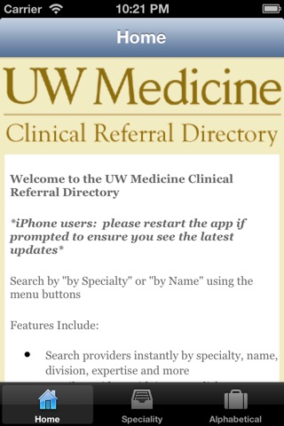 UW Medicine Clinical Directory screenshot 2