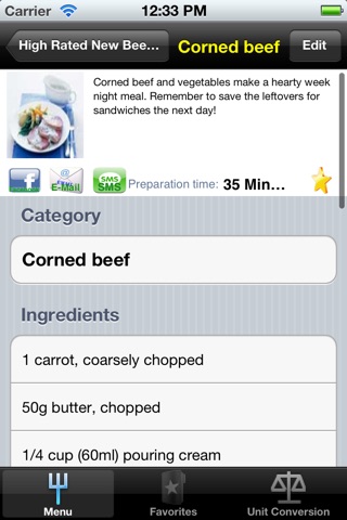 Beef Recipes for iPhone screenshot 3