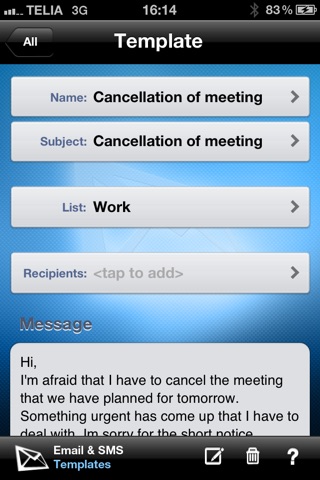 Email & SMS Templates Lite screenshot 3