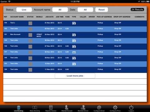 TBMS Operator iPad Taxi despatch system screenshot 2
