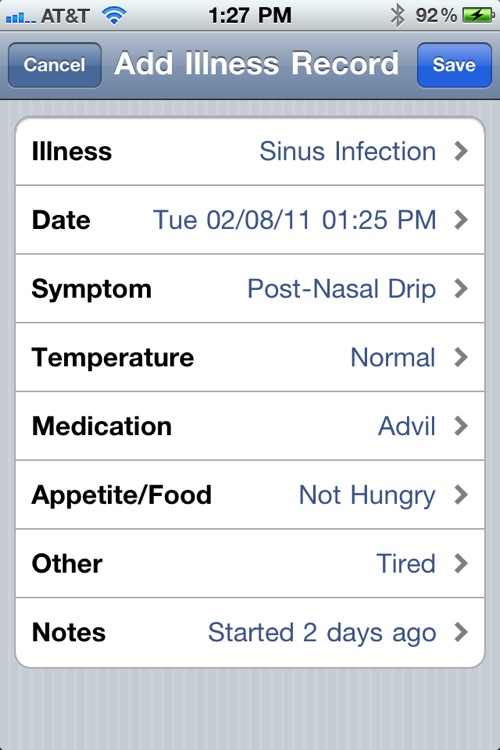 Family Illness and Shot Tracker