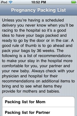 Pregnancy Hospital Delivery Packing List screenshot 2