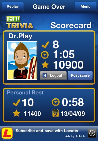 GO! Trivia Lite screenshot 3