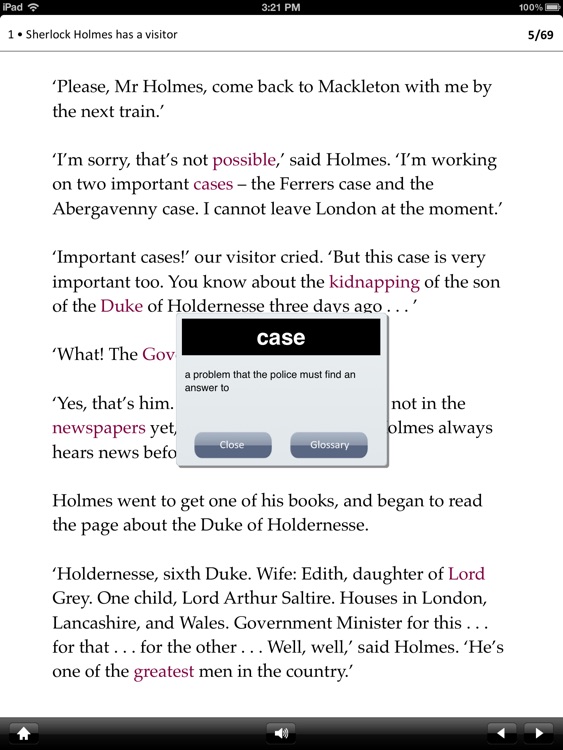 Sherlock Holmes and the Duke's Son: Stage 1 Reader (for iPad)