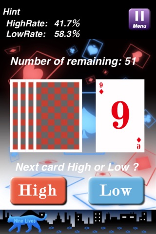 High & Low 51 cards screenshot 2