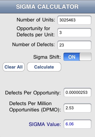 Sigmalator: The Six Sigma Value Calculator screenshot 3