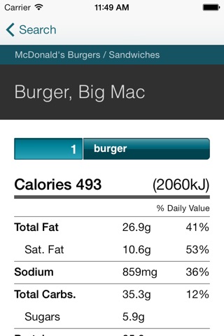 CalorieKing Food Search screenshot 2