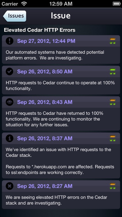 Status for Heroku