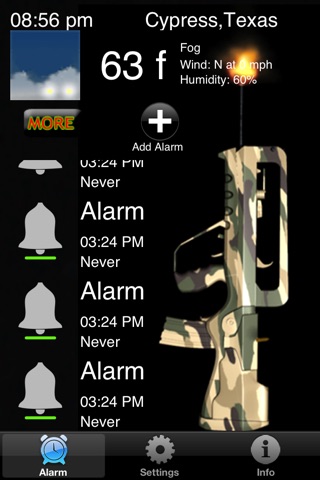 A Gun ALARM Clock for iPhone - Wake up to Loud Visual Rifles and Machine Guns Firing screenshot 2