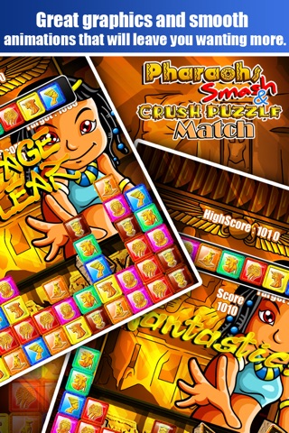 Pharaohs Smash & Crush Puzzle Match - Free Game - Pharaoh Crusher screenshot 2
