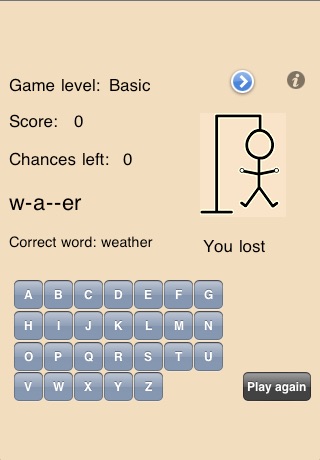 Hangman game 3 levels screenshot 3
