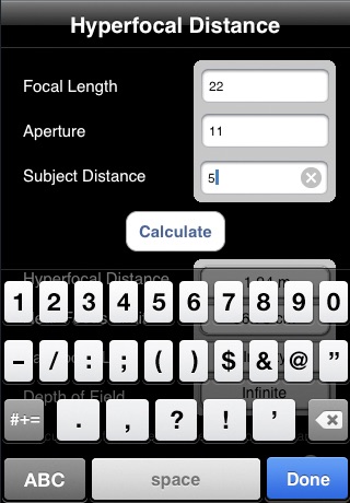 Hyperfocal Calc screenshot 2