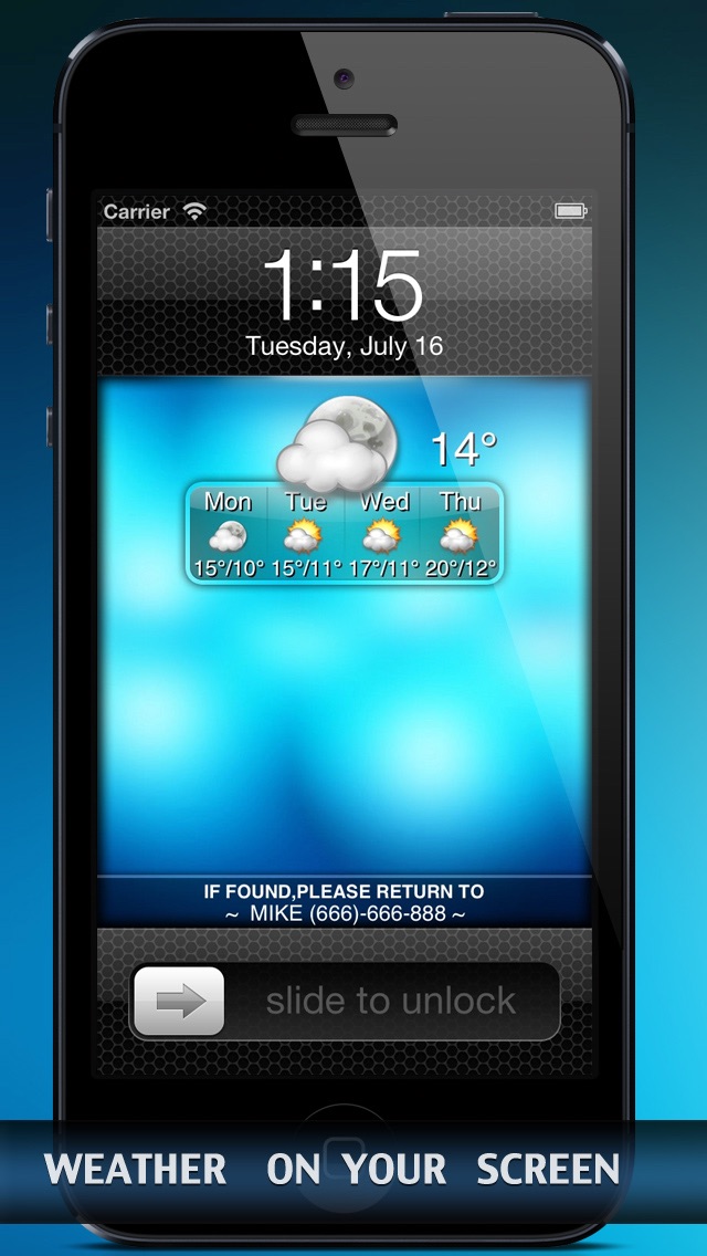 Weather Lock Screen Pro Screenshot 1