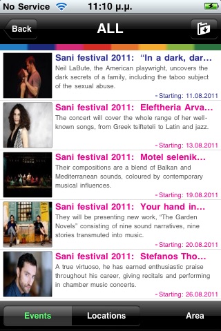 art & life entertainment event agenda in Greece, English version screenshot 2