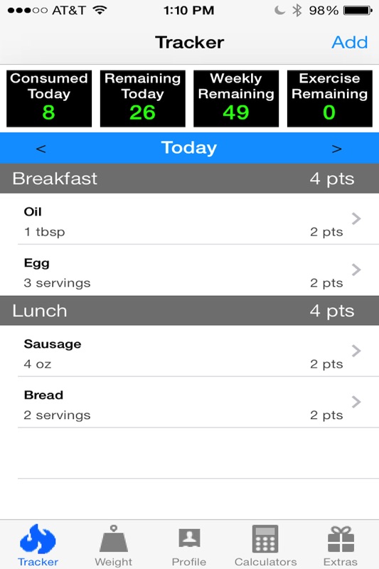 3 minutes to hack pts calculator with weight and exercise tracker