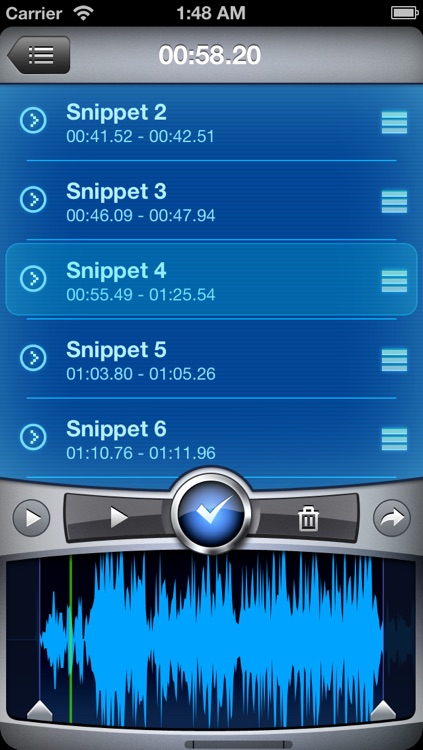 Recorder & Editor ~ iSaidWhat?! ~ Share audio to Twitter, Facebook, WiFi, Email, etc.