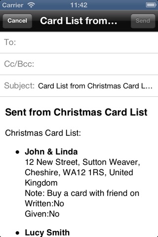 Christmas Card List screenshot 3