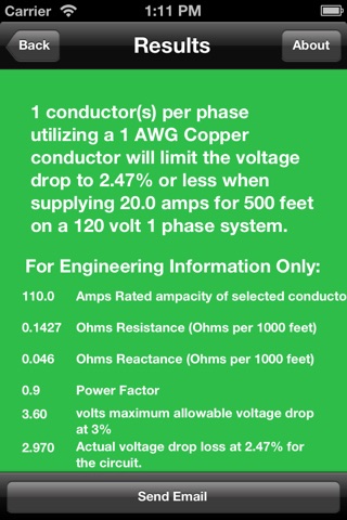 Paige AgWire Wire Size Calculator screenshot 2