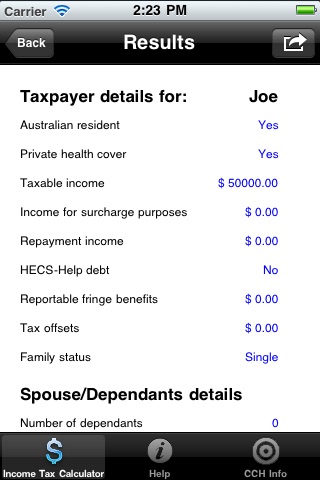 CCH Income Tax Rates Calculator Lite screenshot 2